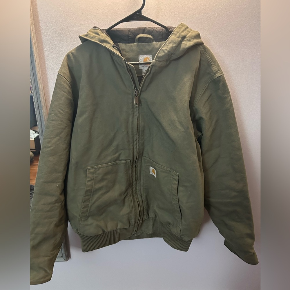 Mens Active Jac loose fit Carhartt jacket, size M, moss green, good condition